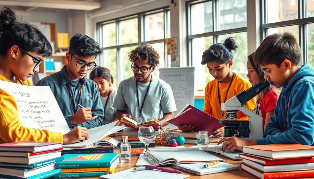 Students studying and preparing for Olympiad exams